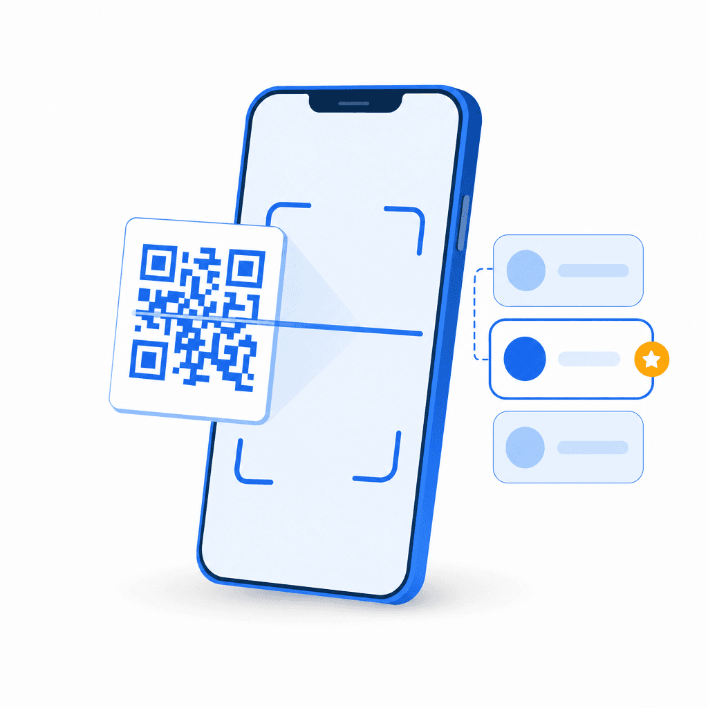 Student scans a QR code and picks a department